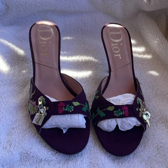 DIOR PURPLE KOI LOCK & KEYS HEELS - Picture 6 of 16